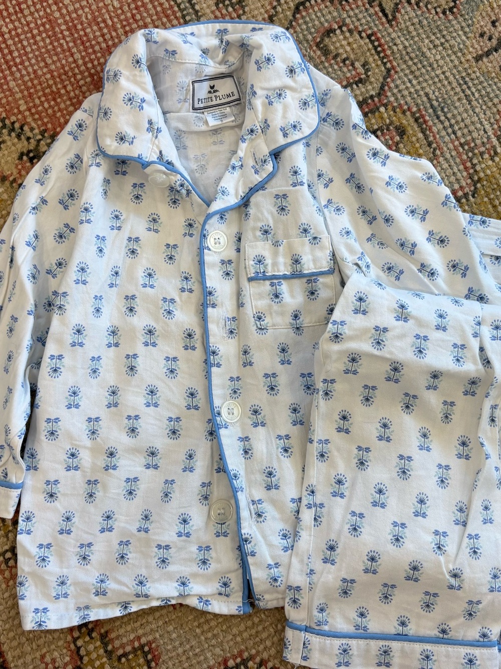 Petite Plume Blue Floral Cotton Kids Pajama Set